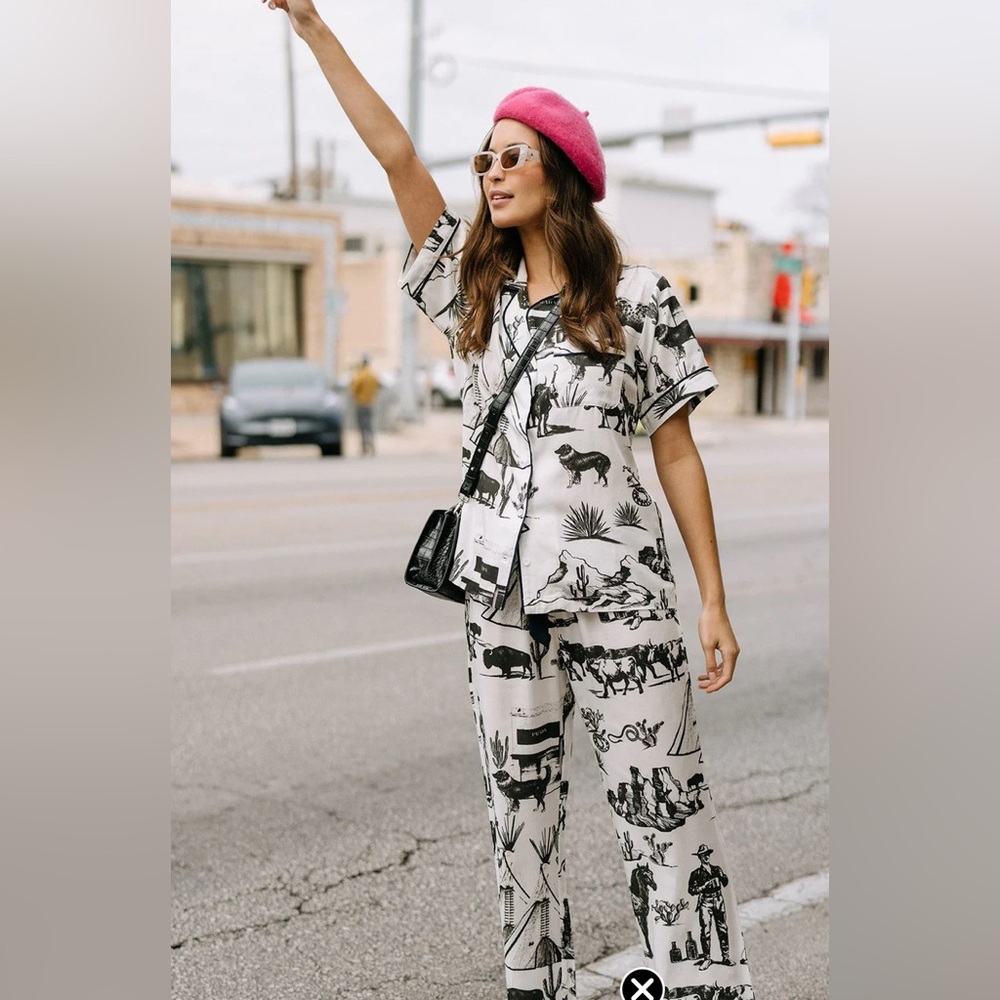 Katie Kime Marfa Toile Pajama Pants Set size XS